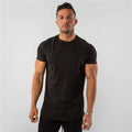 Solid Cotton Short Sleeve T-Shirt Men Gym Clothing Fashion Tees Sports Bodybuilding Fitness T Shirt